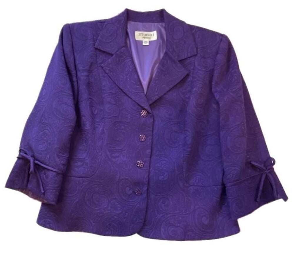 Coquette Fairy Purple Paisley Pattern Vintage Style Blazer Jacket Size 14P